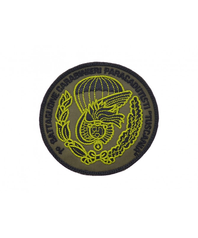 Ritex  Patch ricamato 1º Reggimento carabinieri paracadutisti Tuscania  cm. 5 x 8 su base tessuto verde militare